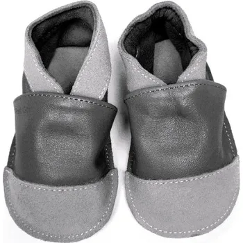 Capáčky Hopi Hop Hopi Go! BAREFOOT kožené capáčky ŠEDÉ capáčky: 6/12m