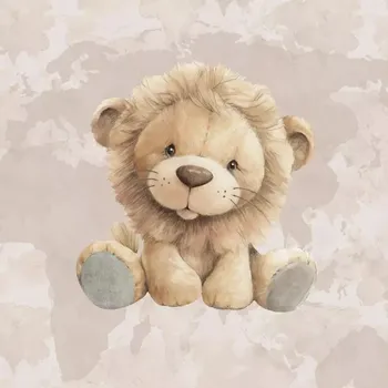 Teplákovina Plyšový lvíček, panel (E) (Panely a ladící metráž)