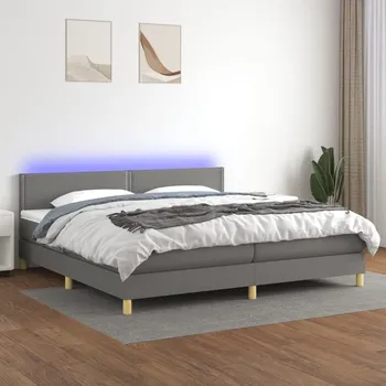 Postel vidaXL Box spring postel s matrací a LED 200x200 cm textil [3133662] Barva: Tmavě šedá