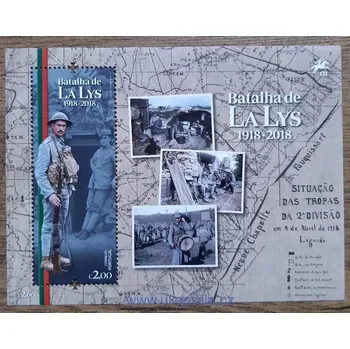 Sběratelství Portugalsko ** aršík Bl 427, 100. výročí bitvy u Lys, r. 2018