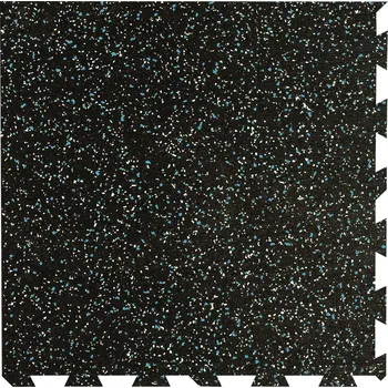 Rohožka Černo-bílo-modrá gumová podlahová deska (puzzle - roh) FLOMA FitFlo SF1050 - délka 100 cm, šířka 100 cm, výška 1 cm