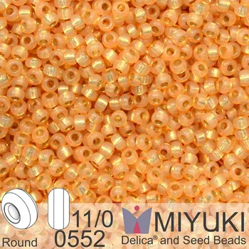 Korálek Korálky Miyuki Round 11/0. Barva 0552 Dyed Light Apricot Silverlined Alabaster. Balení 5g
