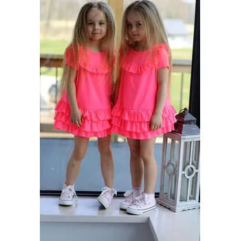 Dívčí šaty Dívčí oversize šaty QBA neonově růžové velikost: 152