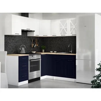 Kuchyňská linka Rohová kuchyňská linka ASTRID 190x170cm - Bílá + marine blue