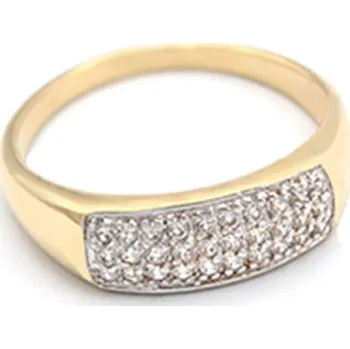 Prsten Zlatý prsten se třemi pruhy zirkonů dvě barvy zlata 2,35g