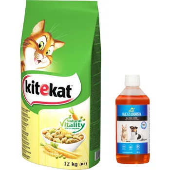 Krmivo pro kočku KITEKAT s kuřecím masem a zeleninou 12kg + LAB V Lososový olej pro psy a kočky 500ml