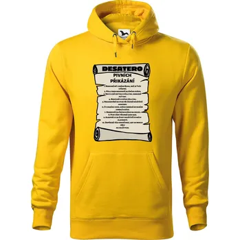Pánská mikina DOBRÝ TRIKO Pánská mikina s potiskem Pivní přikázání Velikost pánské mikiny: L, Barva: Žlutá