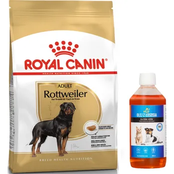 Krmivo pro psa ROYAL CANIN Rottweiler Adult 12kg + LAB V Lososový olej pro psy a kočky 500ml
