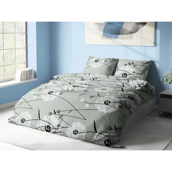 Povlečení Bavlněné povlečení na dvě lůžka Pampeliška světlé šedá