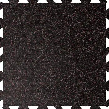 Rohožka Černo-červená gumová podlahová deska (puzzle - střed) FLOMA FitFlo SF1050 - délka 100 cm, šířka 100 cm, výška 1 cm