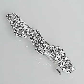 Ozdoba do vlasů Francouzská štrasová spona - stříbrná - 6,2cm