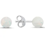 Stříbrné náušnice BÍLÝ OPÁL 5mm Ag 925; ≤0,3 g.