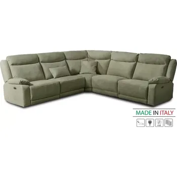 Sedací souprava Rohová sedací souprava CONTINENTAL rohová s funkcí relax, elektrické, zelená (plutone 24 verde salvia)