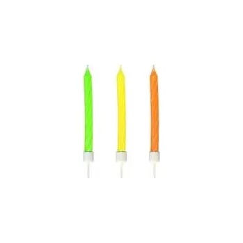 Svíčka Narozeninové svíčky neon se stojánkem 60 mm [12 ks],rychlé dodání