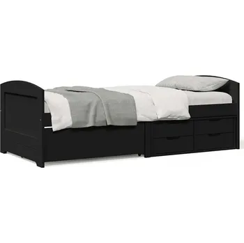 Postel vidaXL Válenda se 5 zásuvkami bez matrace IRUN 90x200 cm [3185211] Barva: Černá