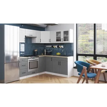 Kuchyňská linka Rohová kuchyňská linka ROTIZA CHOCO - Bílá + popel