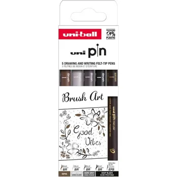 UNI PIN Creative Writting - Brush Art, sada linerů, 5 ks, (EFB/ BR), mix barev