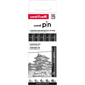 UNI PIN Classic, sada linerů, 5 ks, (0,1 mm/ 0,3 mm/ 0,5 mm/ 0,7 mm/ 0,9 mm), černá