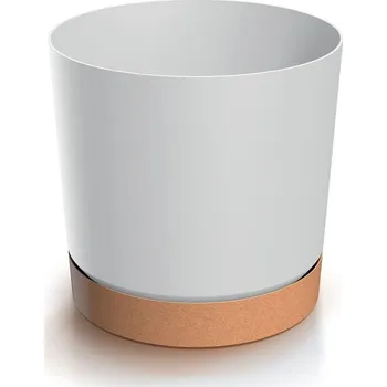 Květináč Prosperplast Květináč TUBO PM bílý s miskou naturo 14,8cm x 14,8cm x 14,7cm