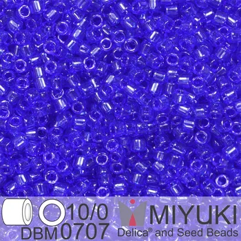 Korálek Korálky Miyuki Delica 10/0. Barva Transparent Cobalt DBM0707. Balení 5g.