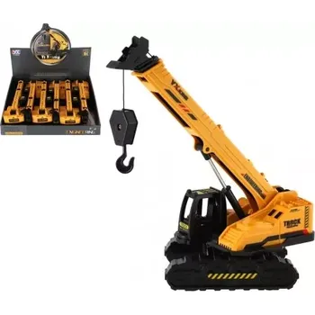 Hračka Teddies Jeřáb pásový plast/kov 8x26cm na setrvačník 6ks v boxu