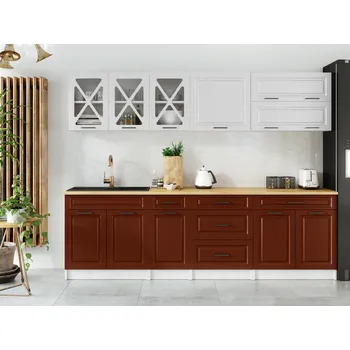 Kuchyňská linka Kuchyňská linka TURID 260cm - Bílá + brick