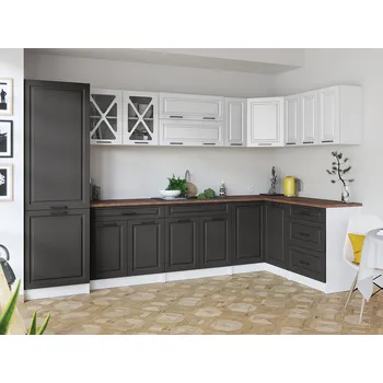 Kuchyňská linka Rohová kuchyňská linka SINGRID - Bílá + grafit