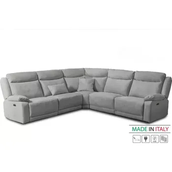 Sedací souprava Rohová sedací souprava CONTINENTAL rohová s funkcí relax, elektrické, šedá (tessuto promo ash - l.grey - caribou)