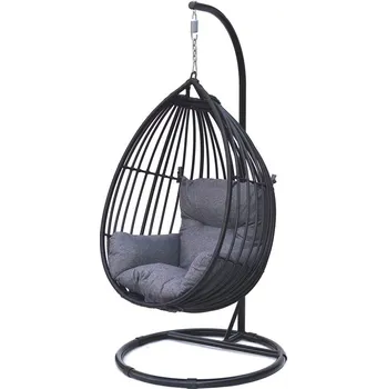 Zahrada Rojaplast Zahradní vajíčko, houpačka se stojanem tmavá, ratanová, pružinová