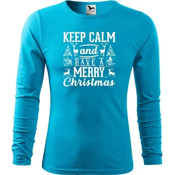 DOBRÝ TRIKO Pánské bavlněné triko Keep calm Christmas Velikost: XL, Barva: Tyrkysová