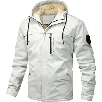 Pánský zimní kabát Zimní bunda na hory, zateplená s kapucí Barva: Béžová, Velikost: L