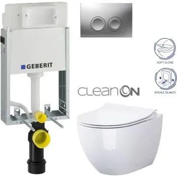 WC sada GEBERIT KOMBIFIXBasic vč. matného tlačítka DELTA 25 + WC CERSANIT ZEN CLEANON + SEDÁTKO 110.100.00.1 21MA HA1