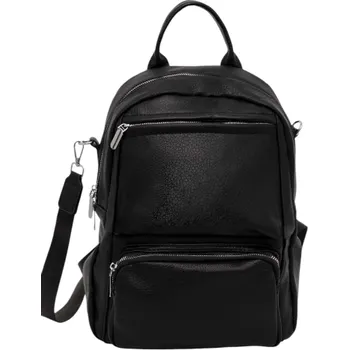 Kabelka Stylový koženkový batoh 2v1, černý, 13l