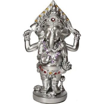 Soška Ganesh resin 16 cm stříbrný stojící