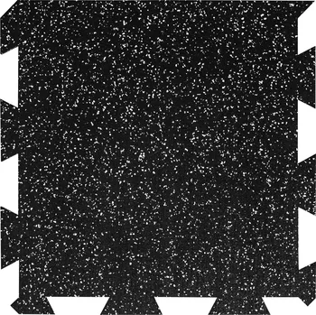 Černo-bílá gumová modulová puzzle dlažba (okraj) FLOMA FitFlo SF1050 - 50 x 50 x 1,6 cm