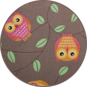 Koberec Dětský kusový koberec Little Owls kruh, 200x200 (průměr) kruh, hnědá, dětský pokoj - 1 rok na vrácení + DOPRAVA ZDARMA k Vám i zpět