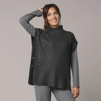 Dámská vesta Blancheporte Pulovrová vesta se stojáčkem, z hladkého úpletu antracitový melír 38/40