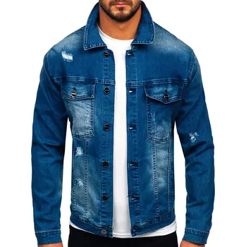 Světle modrá pánská džínová bunda s kapucí Bolf MJ506B - M