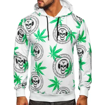 Pánská mikina Bílá pánská mikina s kapucí a potiskem Bolf 6424 - M