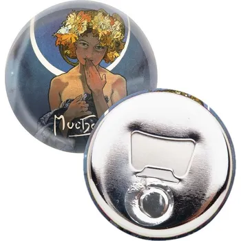 Party dekorace Kovový otvírák Alfons Mucha - Luna, 5,8 cm