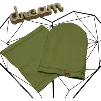 Čepice Set čepice + nákrčník olivový