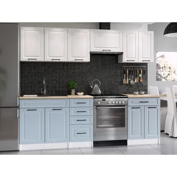 Kuchyňská linka Kuchyňská linka INGRID 240cm - Bílá + denim