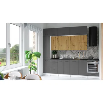 Kuchyňská skříňka Kuchyňská linka DAFNI 280cm Dub artisan + grafit