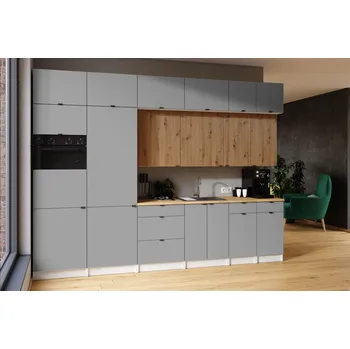 Kuchyňská skříňka Kuchyňská linka JANISA 320cm Popel + dub artisan