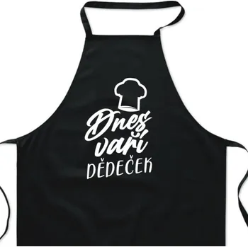 Kuchyňská zástěra Zástěra černá Dnes vaří dědeček