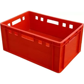 Přepravka na jídlo PLASTOVÁ PŘEPRAVKA NA MASO A DRŮBEŽ 600 x 400 x 300 MM, ČERVENÁ, TYP E-3