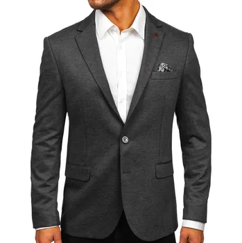 Antracitové pánské ležérní dvouřadé sako Bolf 023 - 3XL/58