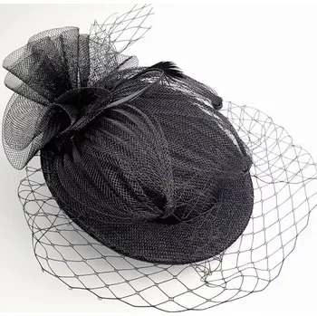 Ozdoba do vlasů Fascinátor - společenský klobouček a pineta 2v1 - černá