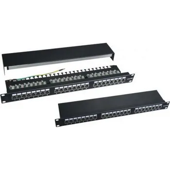 Patch panel XtendLan Patch panel 19", 24 portů, stíněný, Cat5e, vyvazovák, dual, 2xAu XL-PP19-24C5ESD-A