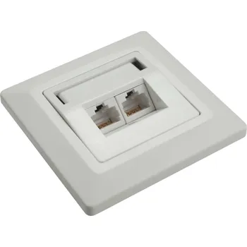 Elektrická zásuvka Solarix SX9-2-6-STP-WH Ethernetová Zásuvka pod omítku 2xRJ45 STP c6